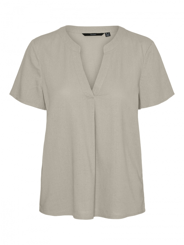 VMMYMILO SS V-NECK TOP WVN GA Silver Lining 